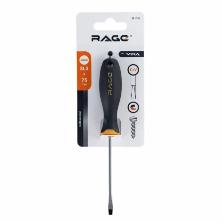 Отвертка шлицевая SL3X75 мм RAGE by VIRA 391106; УТ-00000475